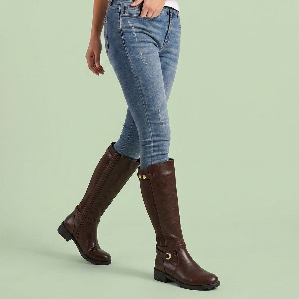 Dames Kniehoge Laarzen met Elastische Panelen