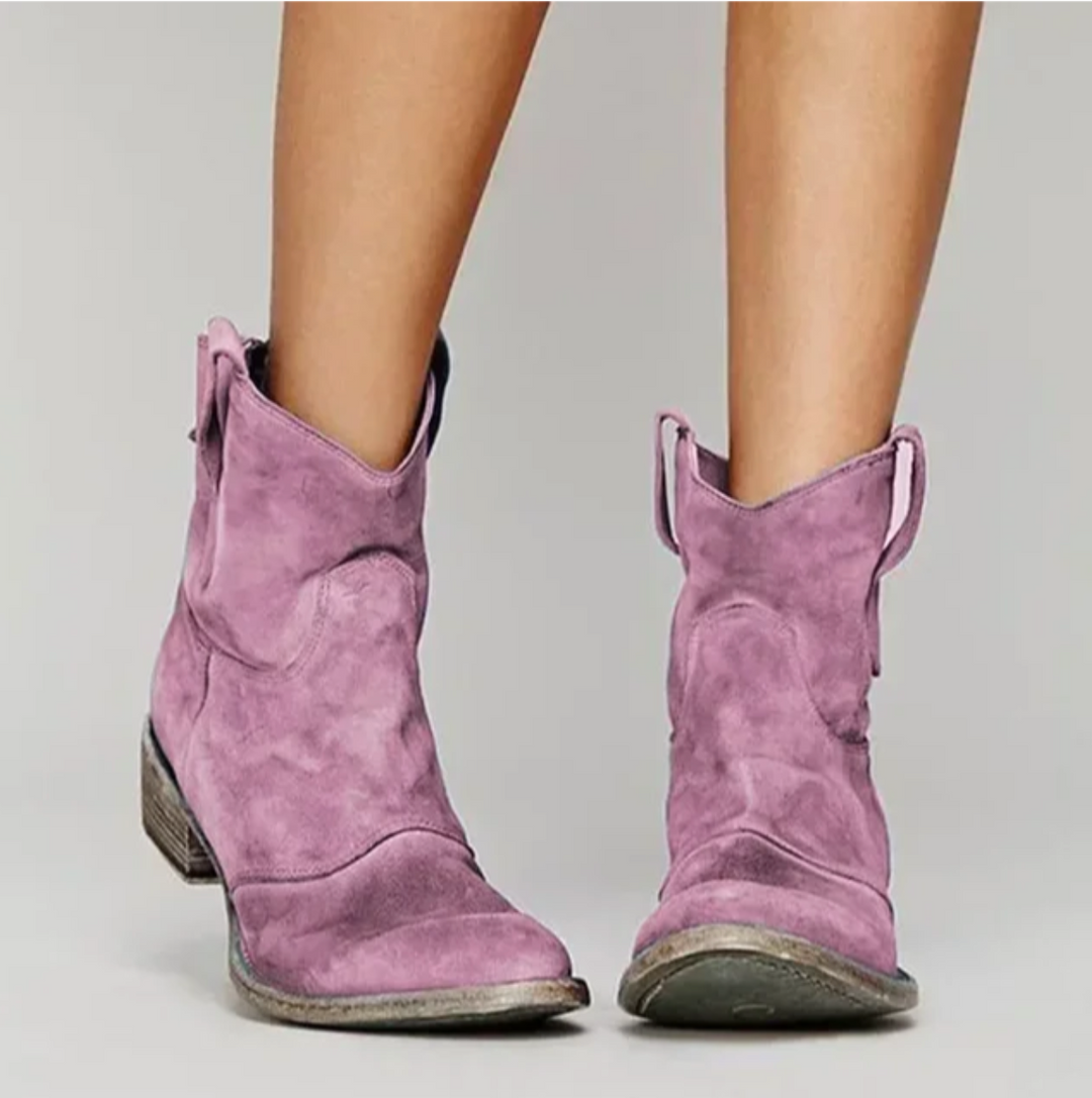 Dames Westernlaarzen met Ronde Neus en Lage Hak