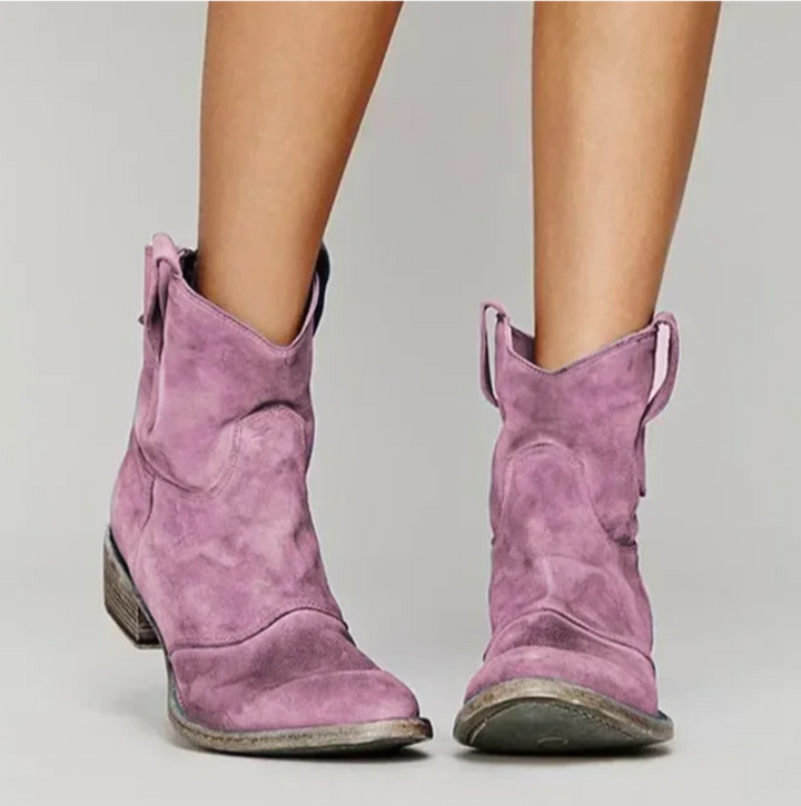 Dames Westernlaarzen met Ronde Neus en Lage Hak