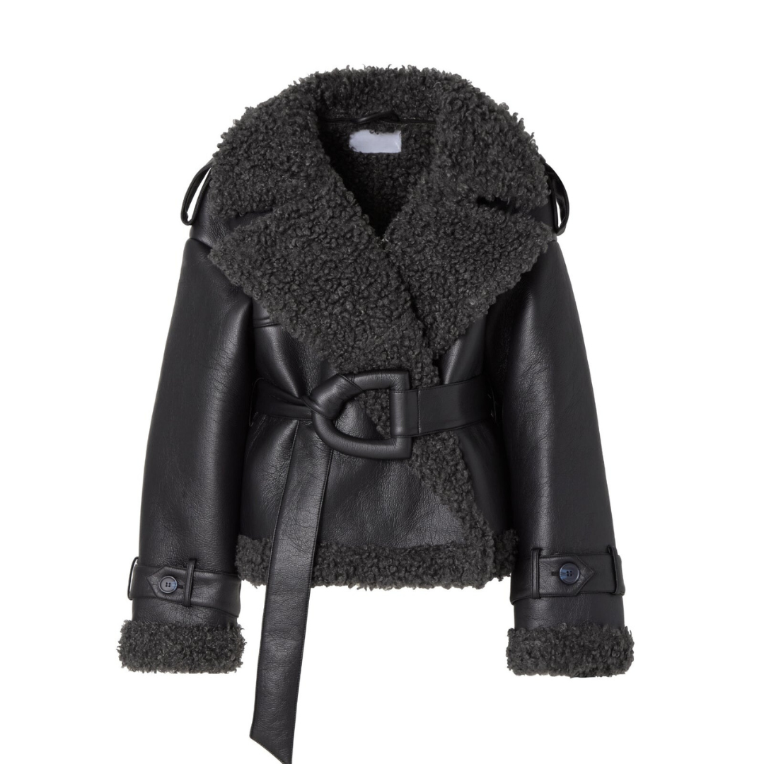 Adelaide | Women's Belted Faux Shearling Jacket Leather-Look