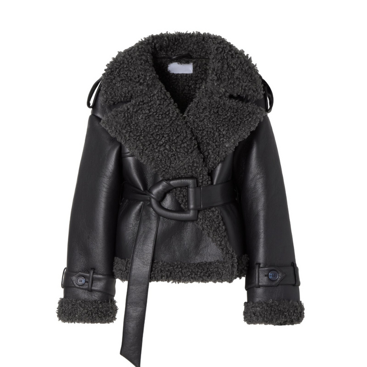Adelaide | Women's Belted Faux Shearling Jacket Leather-Look