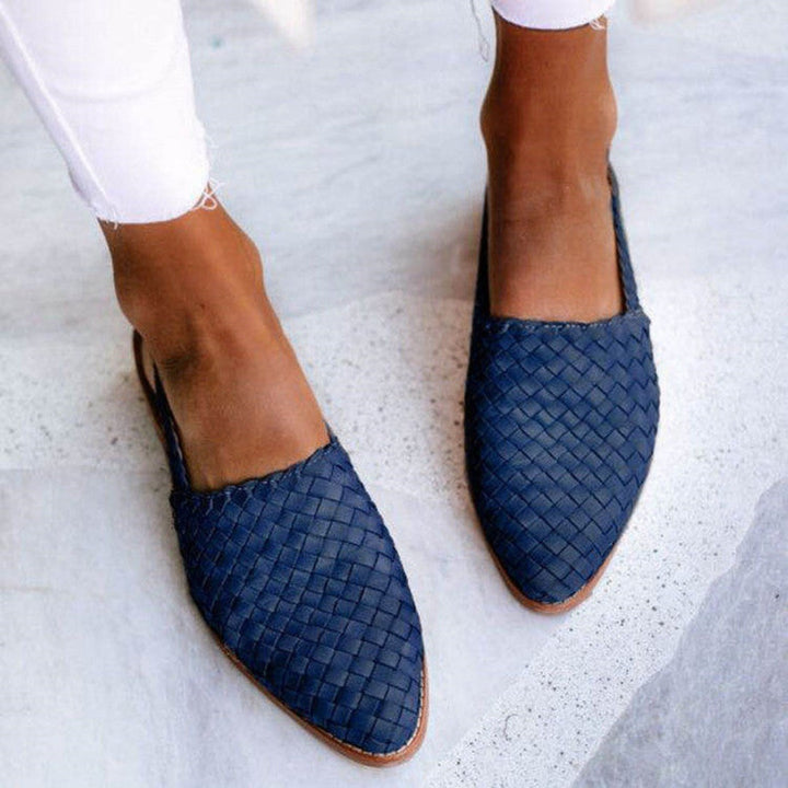 Amber | Gevlochten Leren Pumps Dames Slingback Puntneus