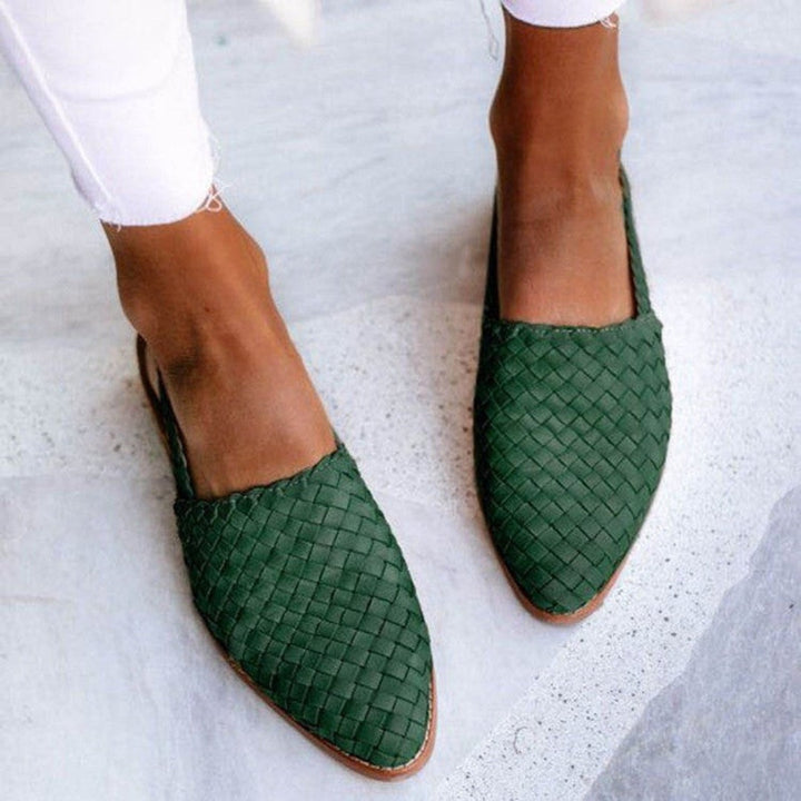 Amber | Gevlochten Leren Pumps Dames Slingback Puntneus
