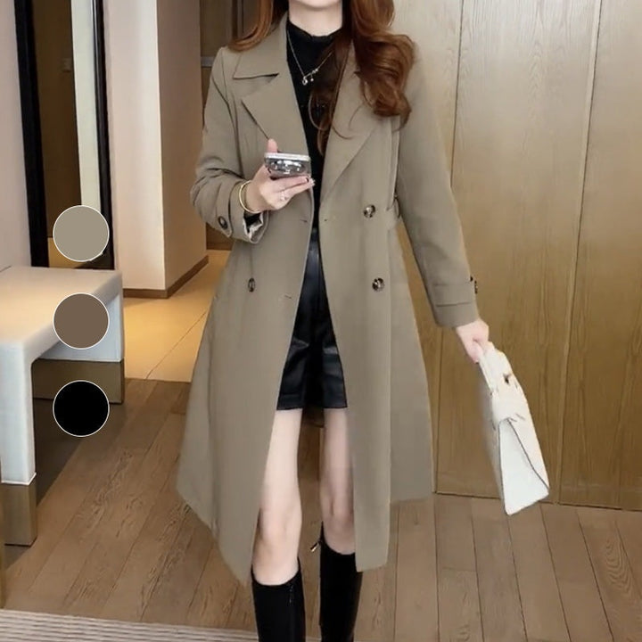 Arabella | Women's Double-Breasted Long Trench Coat with Belt