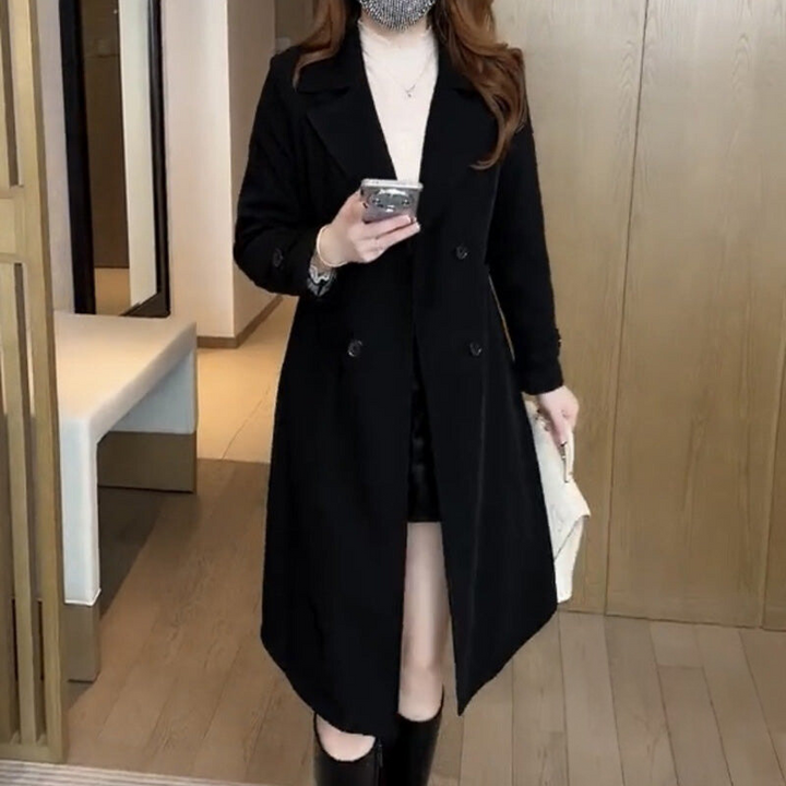 Arabella | Women's Double-Breasted Long Trench Coat with Belt
