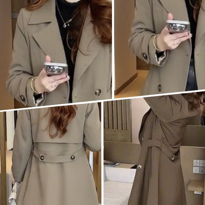 Arabella | Women's Double-Breasted Long Trench Coat with Belt