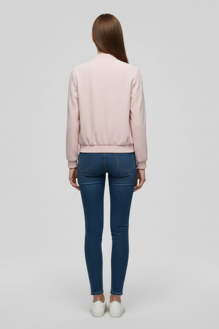 Arabella | Women's Zip Up Bomber Jacket with Ribbed Collar
