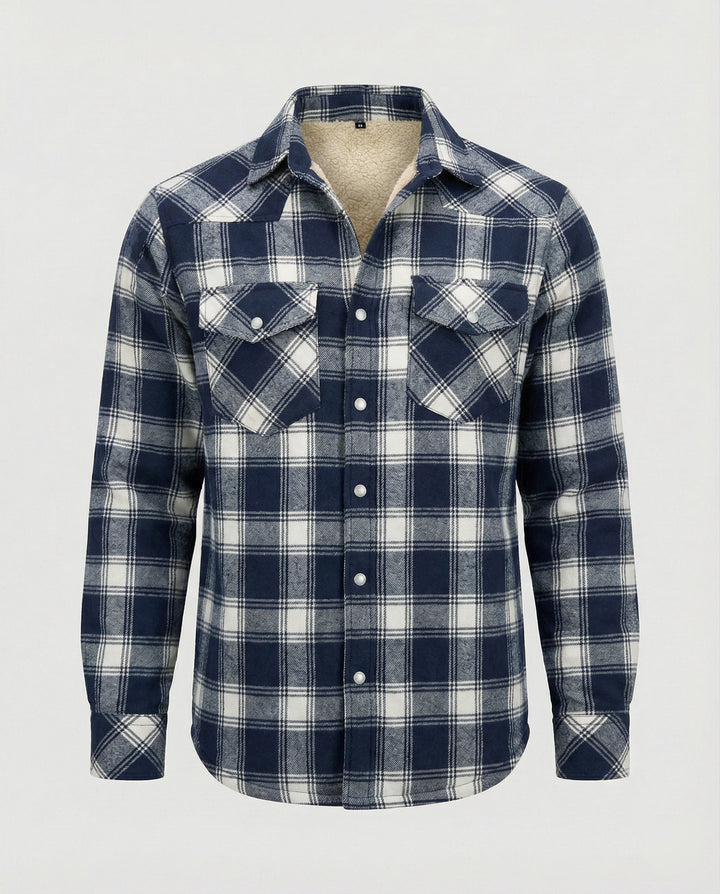 Atticus | Men's Faux Shearling Jacket Fleece-Lined Plaid Shacket