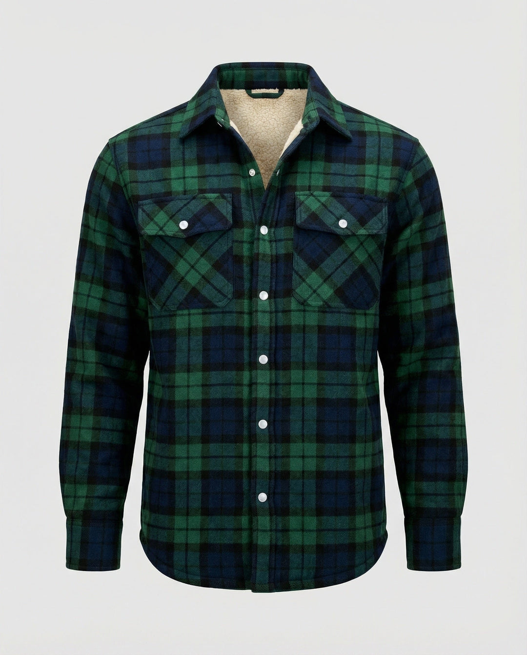 Atticus | Men's Faux Shearling Jacket Fleece-Lined Plaid Shacket