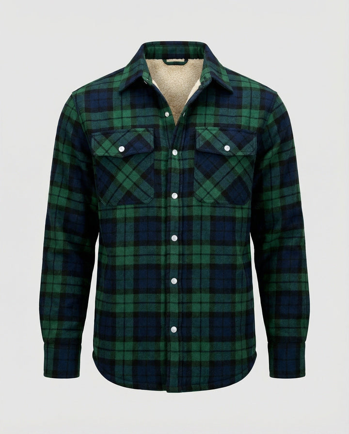 Atticus | Men's Faux Shearling Jacket Fleece-Lined Plaid Shacket