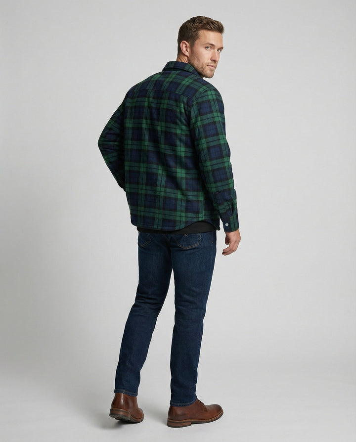 Atticus | Men's Faux Shearling Jacket Fleece-Lined Plaid Shacket