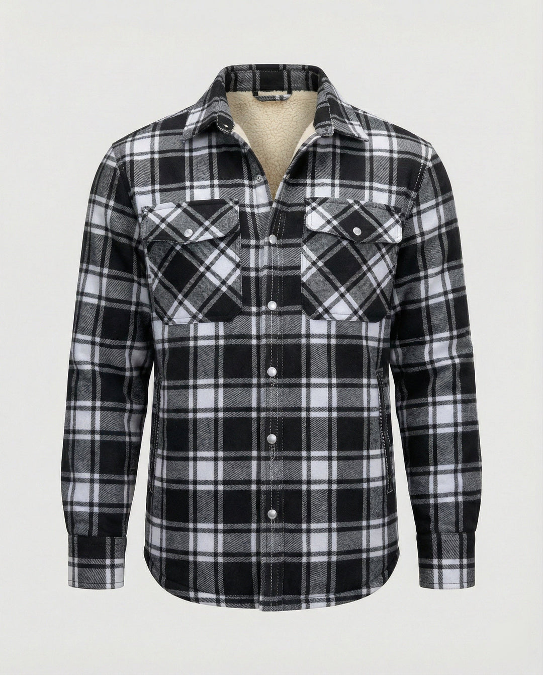 Atticus | Men's Faux Shearling Jacket Fleece-Lined Plaid Shacket