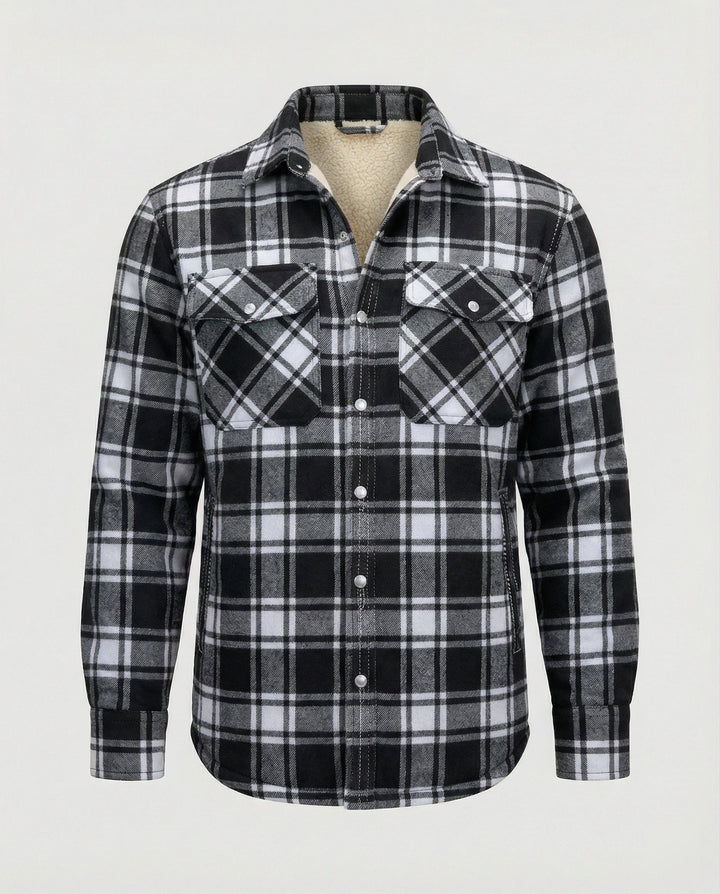 Atticus | Men's Faux Shearling Jacket Fleece-Lined Plaid Shacket