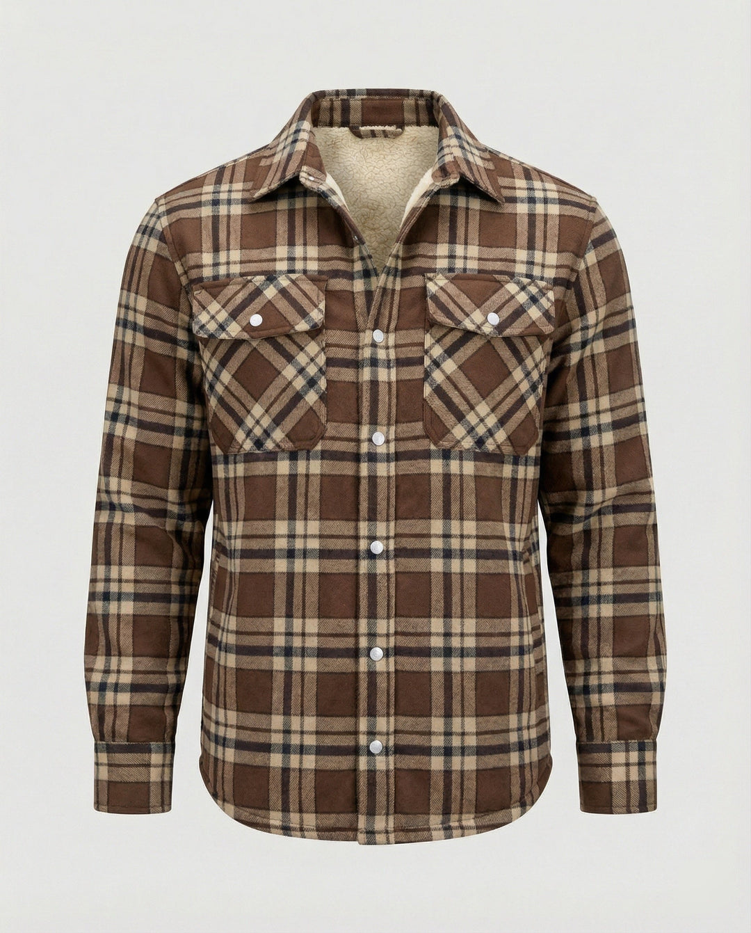 Atticus | Men's Faux Shearling Jacket Fleece-Lined Plaid Shacket