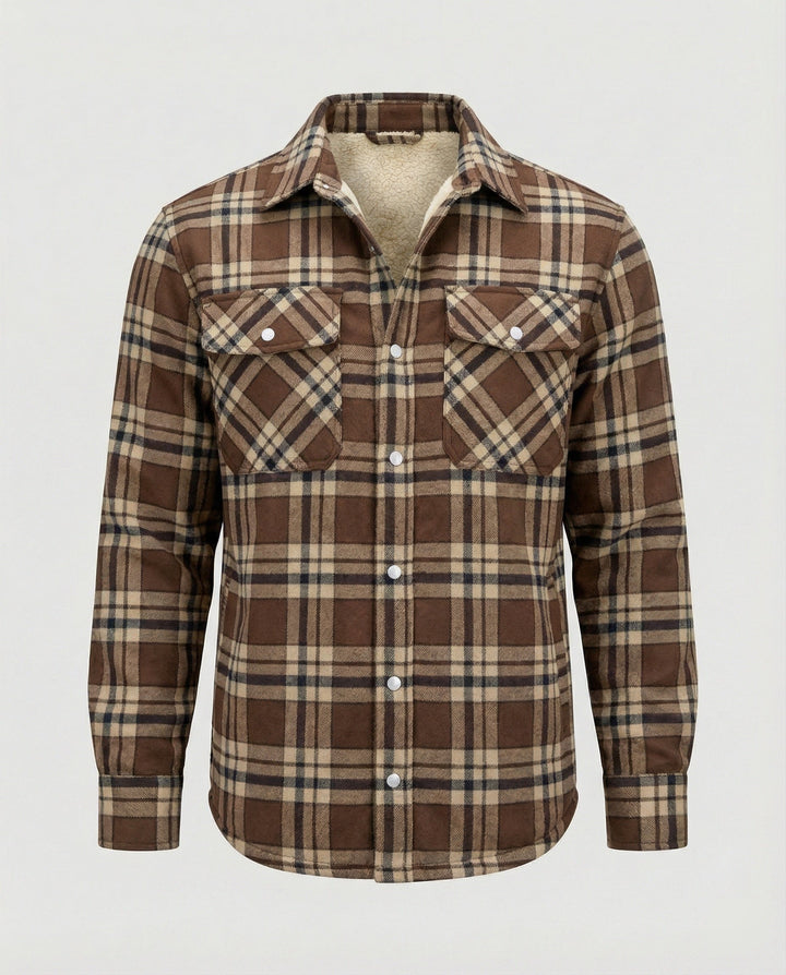 Atticus | Men's Faux Shearling Jacket Fleece-Lined Plaid Shacket