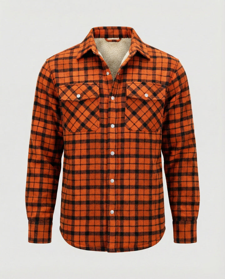Atticus | Men's Faux Shearling Jacket Fleece-Lined Plaid Shacket