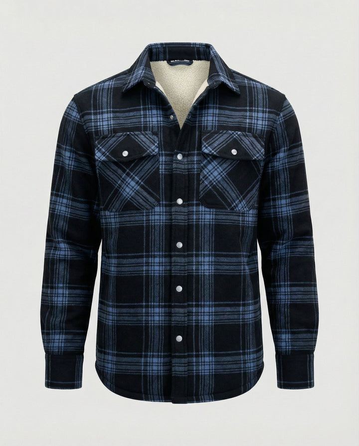 Atticus | Men's Faux Shearling Jacket Fleece-Lined Plaid Shacket