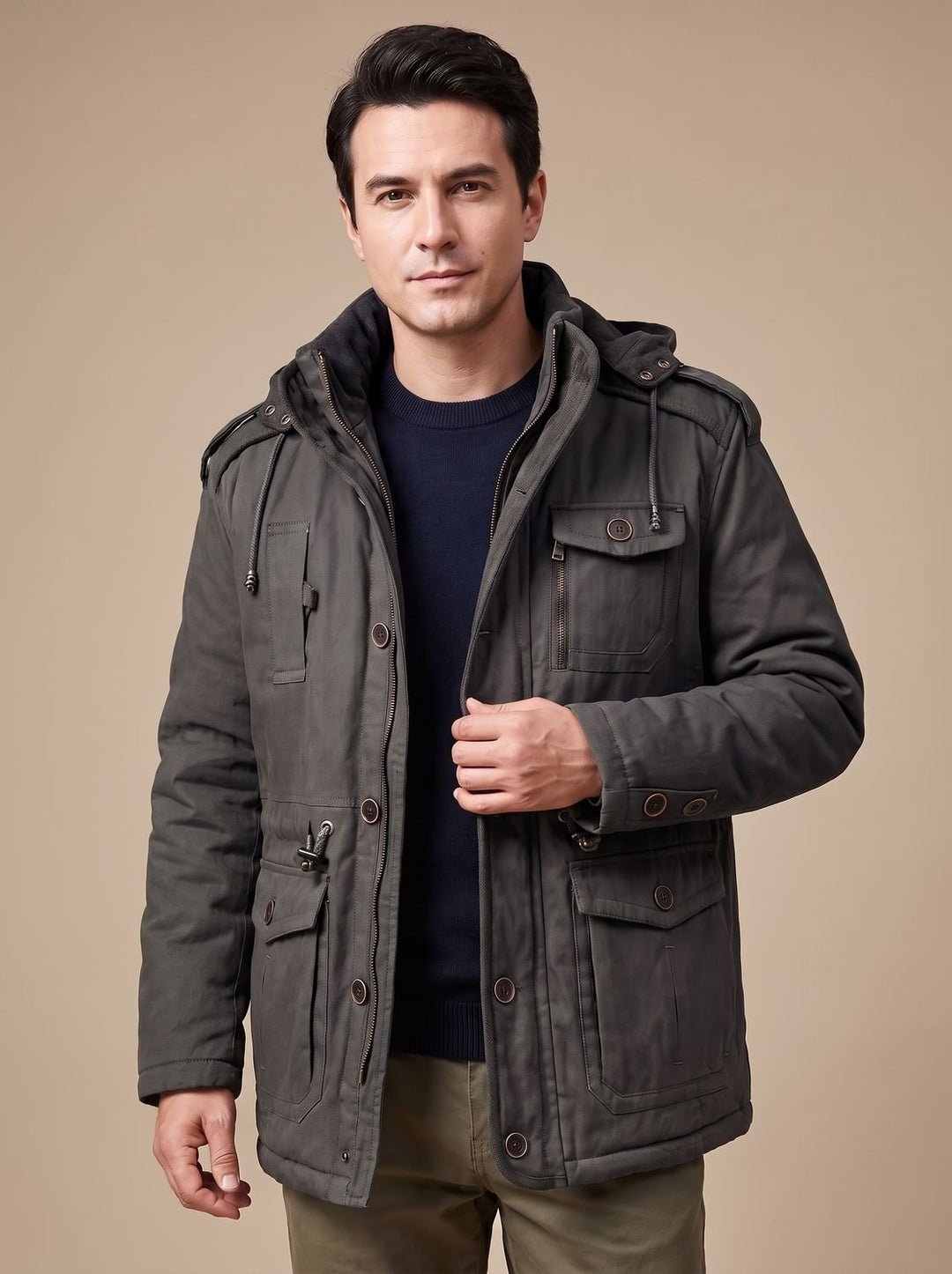 Barnaby | Men's Winter Parka Jacket with Hood and Flap Pockets