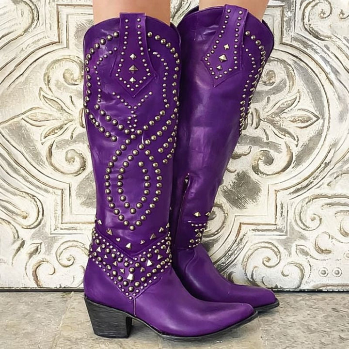 Beatrix | Women's Knee High Studded Cowgirl Boots