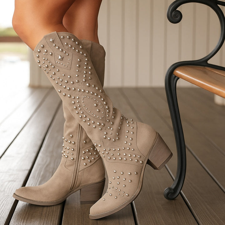 Beatrix | Women's Knee High Studded Cowgirl Boots