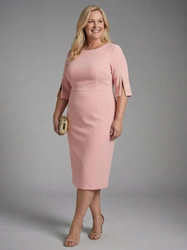 Bianca | Avondjurk Lange Mouw Dames Midi met Parelafsluiting