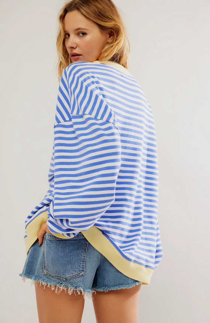 Carlijn | Oversized Gestreepte Sweater Dames Contrastafwerking Verlaagde Schouders