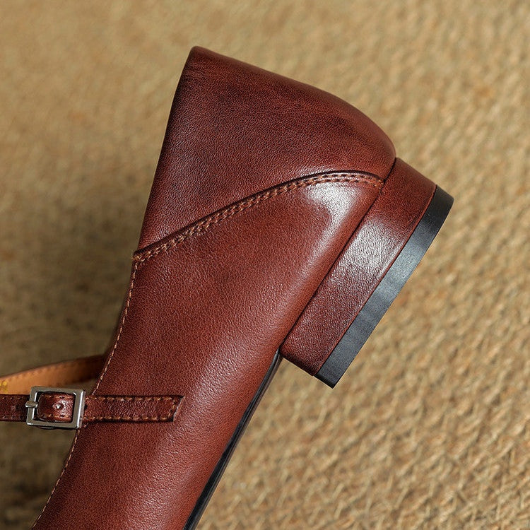 Carlijn | Oxford Schoenen Dames Echt Leer T-Bandje