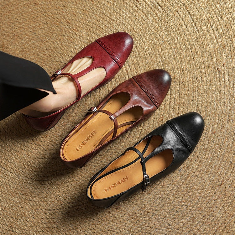 Carlijn | Oxford Schoenen Dames Echt Leer T-Bandje