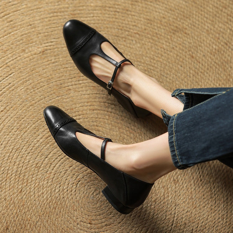 Carlijn | Oxford Schoenen Dames Echt Leer T-Bandje