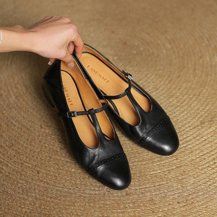 Carlijn | Oxford Schoenen Dames Echt Leer T-Bandje