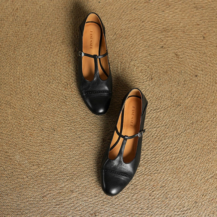Carlijn | Oxford Schoenen Dames Echt Leer T-Bandje