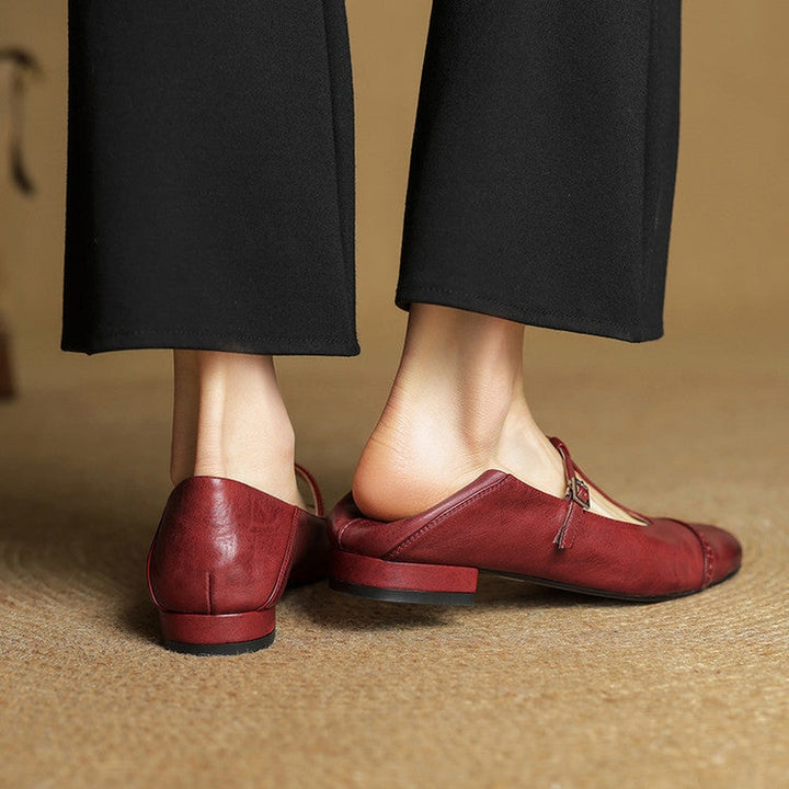 Carlijn | Oxford Schoenen Dames Echt Leer T-Bandje