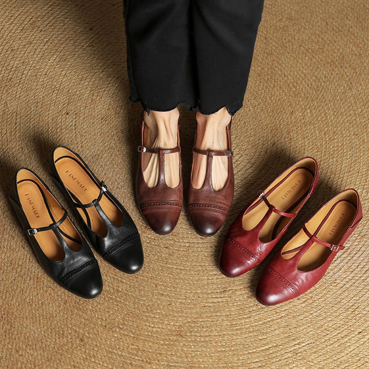 Carlijn | Oxford Schoenen Dames Echt Leer T-Bandje