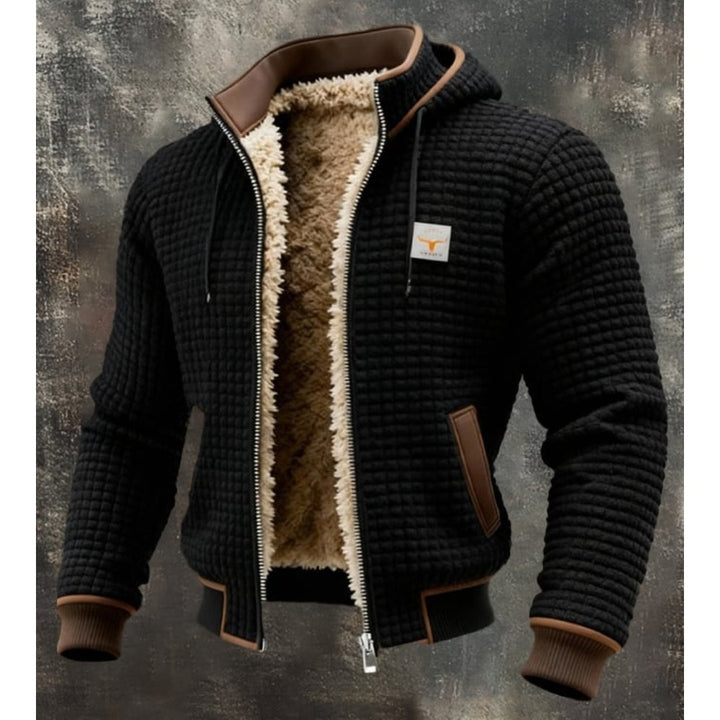 Caspian | Men's Sherpa Lined Waffle Knit Bomber Jacket with Hood