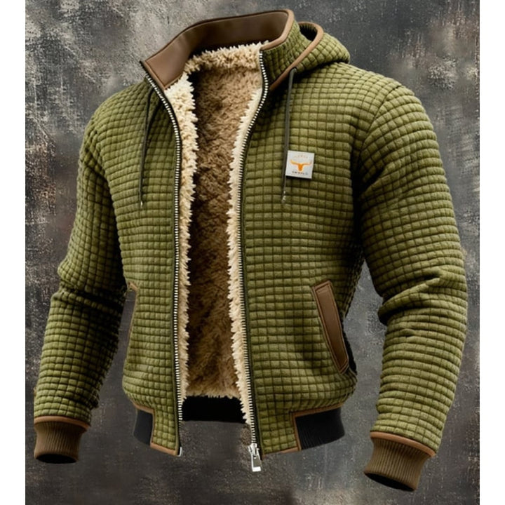 Caspian | Men's Sherpa Lined Waffle Knit Bomber Jacket with Hood