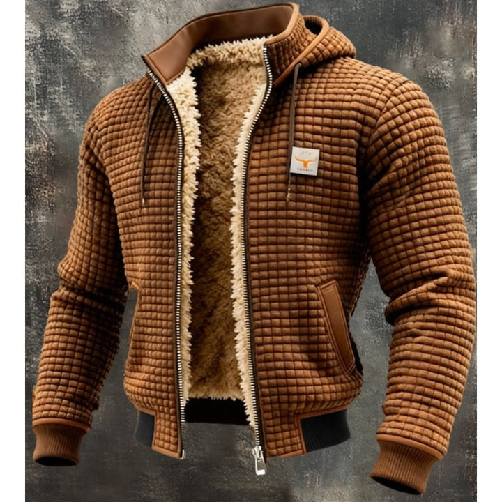 Caspian | Men's Sherpa Lined Waffle Knit Bomber Jacket with Hood
