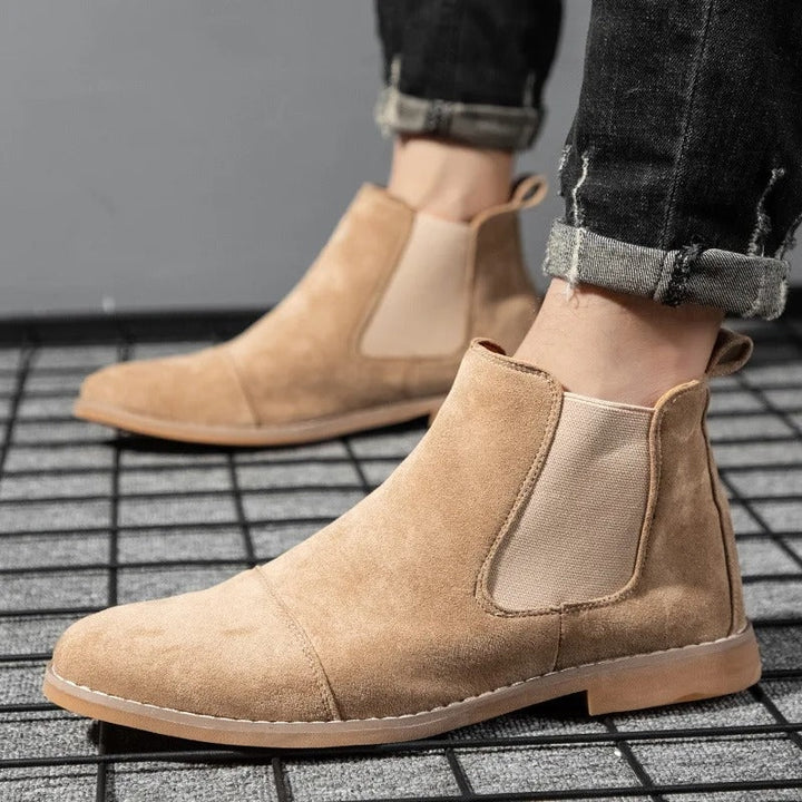 Caspian | Men's Suede Chelsea Ankle Boots with Cap Toe