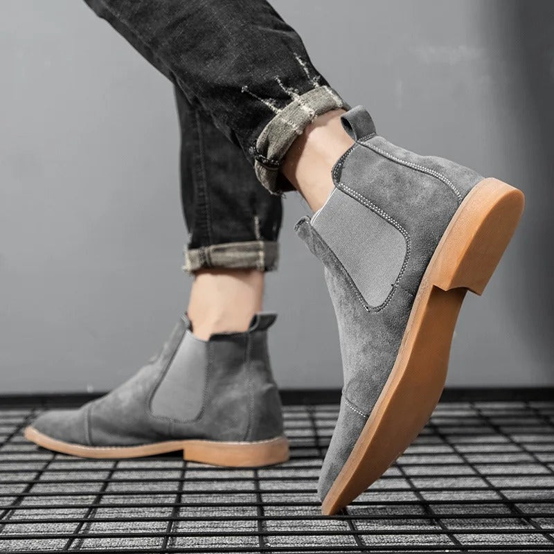 Caspian | Men's Suede Chelsea Ankle Boots with Cap Toe