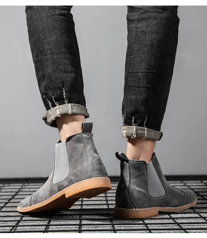 Caspian | Men's Suede Chelsea Ankle Boots with Cap Toe