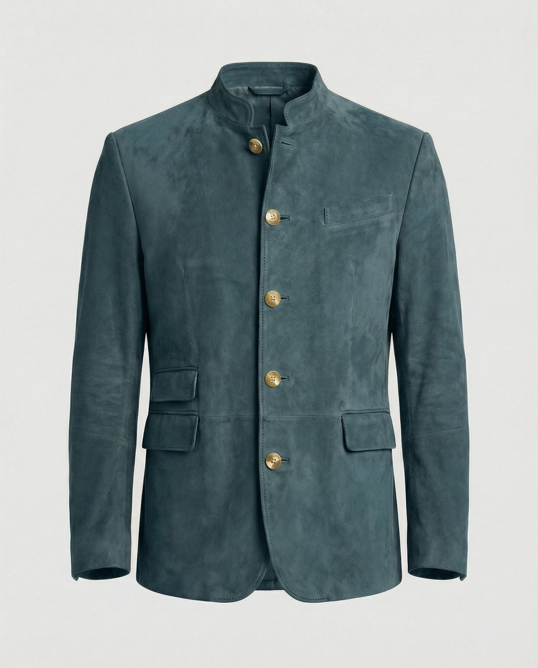 Caspian | Men's Suede-Look Jacket with Stand Collar and Flap Pockets