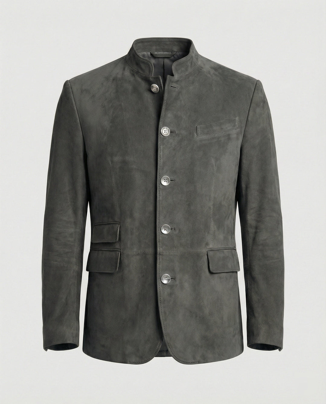 Caspian | Men's Suede-Look Jacket with Stand Collar and Flap Pockets