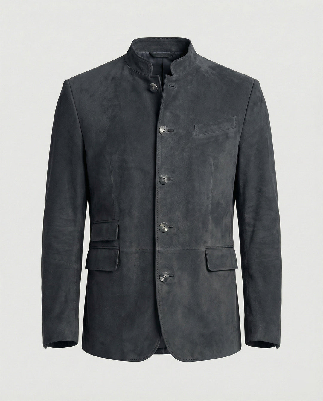 Caspian | Men's Suede-Look Jacket with Stand Collar and Flap Pockets