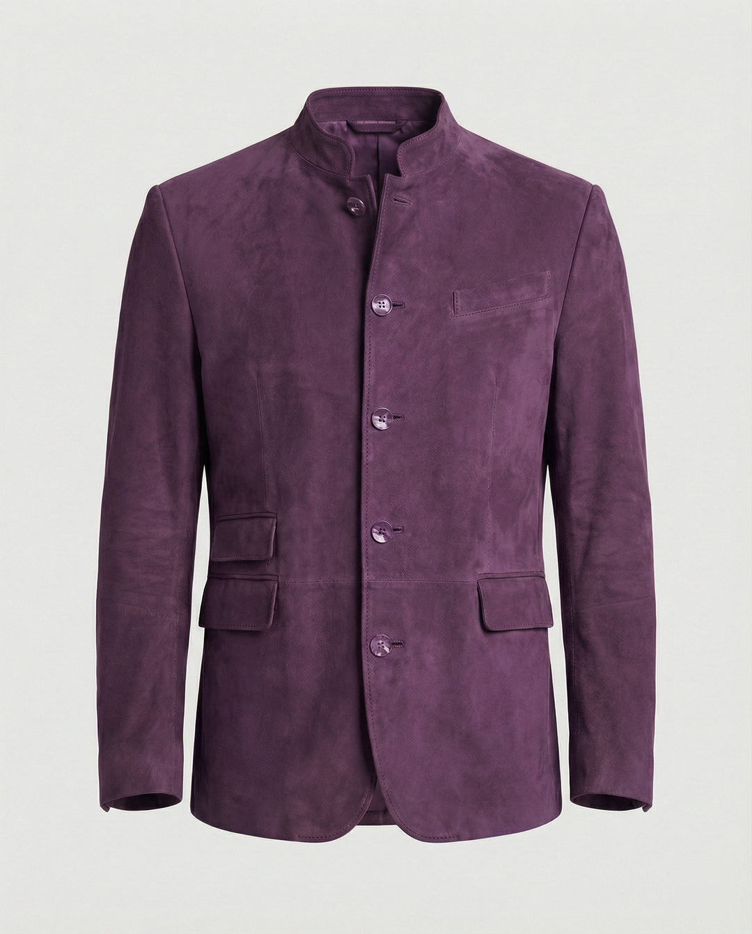 Caspian | Men's Suede-Look Jacket with Stand Collar and Flap Pockets