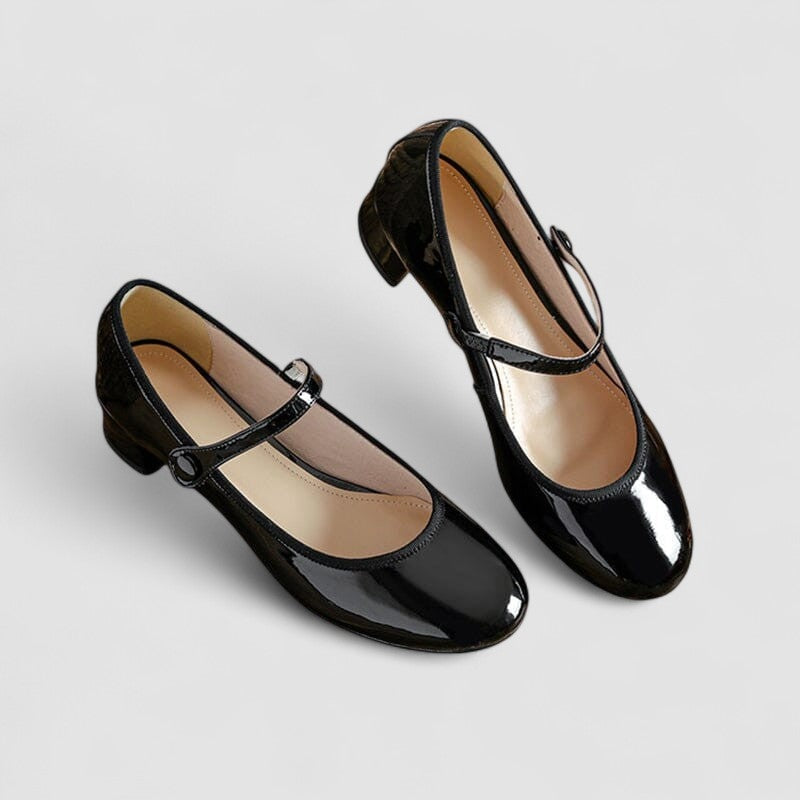 Celestine | Women's Patent Mary Jane Shoes Low Block Heel