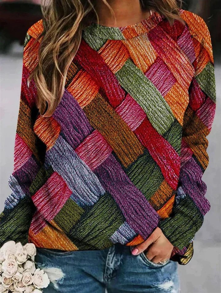 Celestine | Women's Printed Wool Sweater Crew Neck Long Sleeve