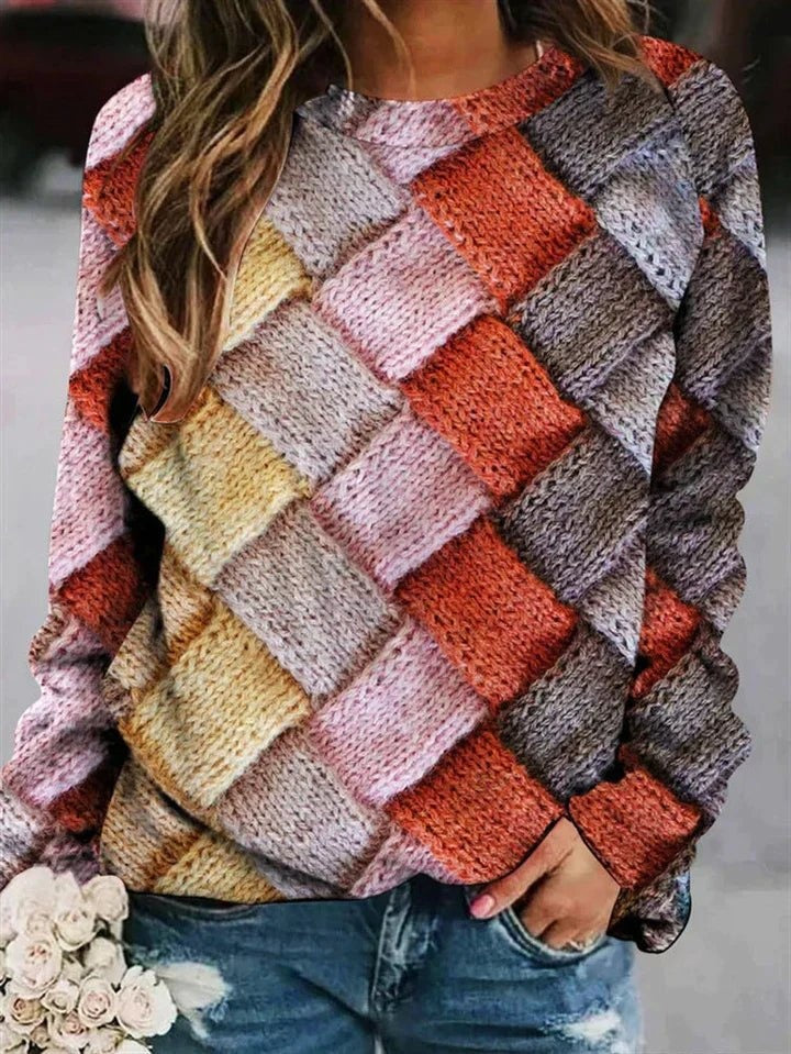 Celestine | Women's Printed Wool Sweater Crew Neck Long Sleeve