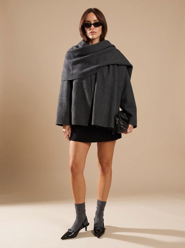 Celestine | Women's Short Wool Winter Coat with Scarf