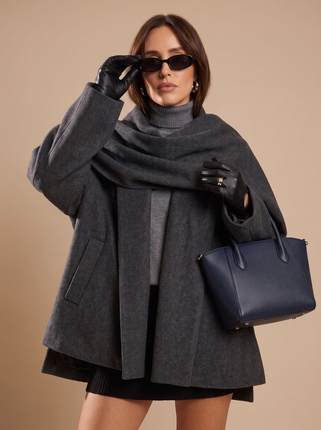 Celestine | Women's Short Wool Winter Coat with Scarf