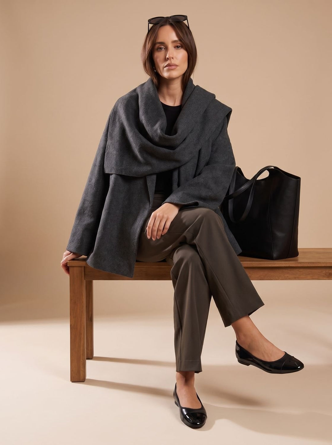 Celestine | Women's Short Wool Winter Coat with Scarf