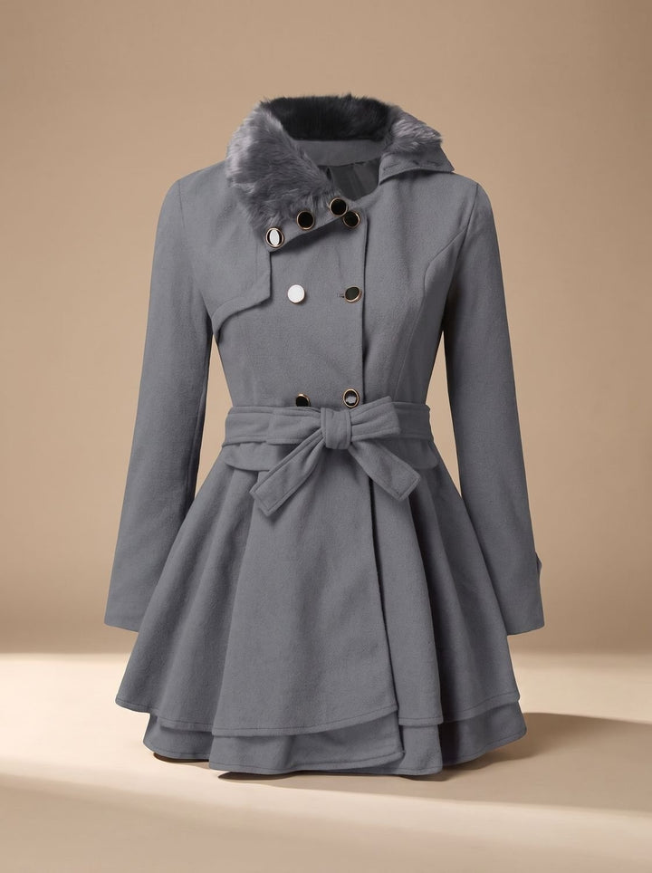 Clementine | Women's Double-Breasted Peacoat with Faux Fur Collar